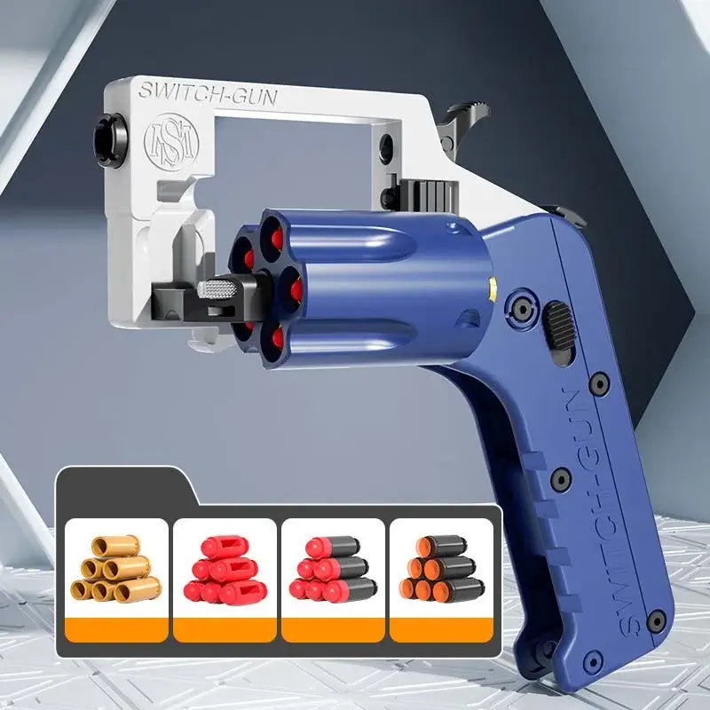 Soft Bullet Switch Gun Foldable Revolver Single Action Blaster-m416gelblaster-blue-P320GelBlaster