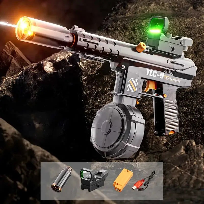 TEC9 Blowback LED Light Electric Water Squirt Toy Gun-P320GelBlaster-black-P320GelBlaster