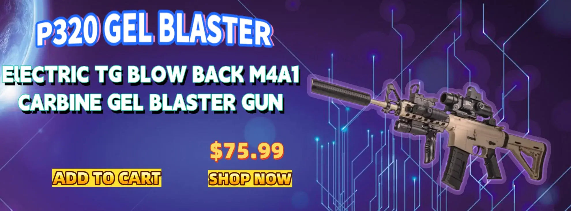 tg m4a1 blowback gel blaster banner
