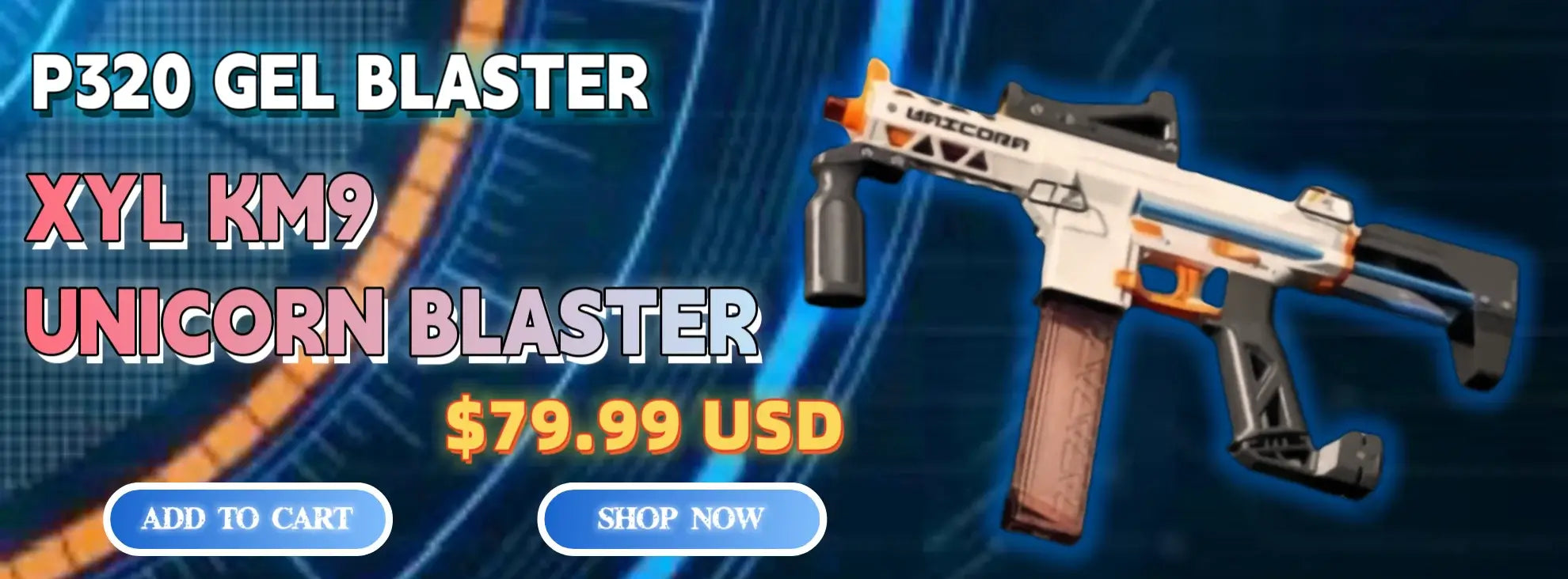 xyl unicorn km9 foam dart blaster banner