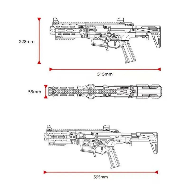 Hildolfr 737 Full Auto Flywheel Nerf Blaster 3D Print Kit-m416gelblaster-P320GelBlaster