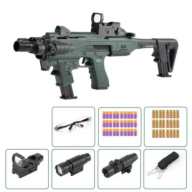 Arctic Fox Shell Ejecting Carbine Conversion Soft Bullet Dart Blaster-P320GelBlaster-green-P320GelBlaster