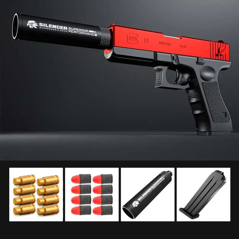 G18 Soft Bullet Shell Ejecting Blaster Toy Gun-P320GelBlaster-black red-P320GelBlaster