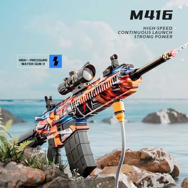 HK416 High Pressure Electric Car Wash Water Gun with Backpack-P320GelBlaster-P320GelBlaster